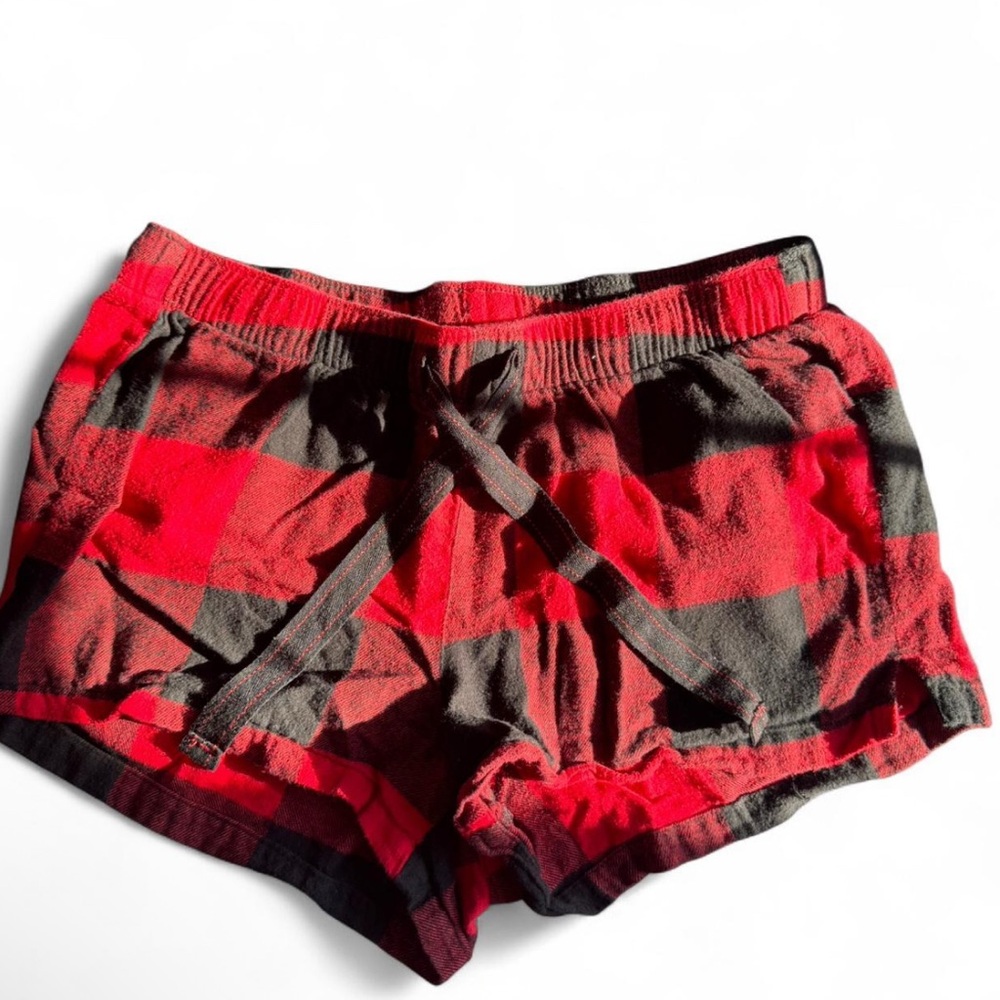 Old Navy Red and Black Plaid Women's Pajama Shorts